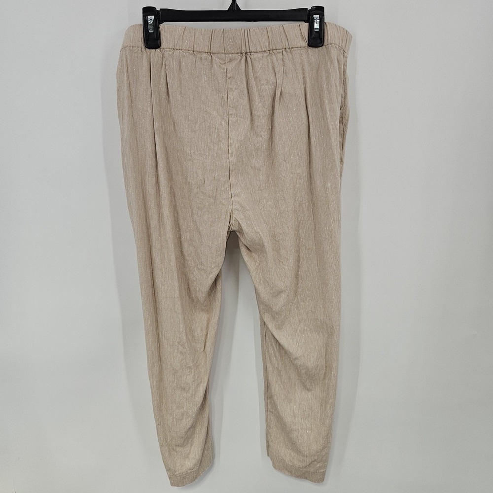 J Jill Linen Stretch Pants Women L Petite Beige Crop Straight Preppy Coastal - Picture 4 of 14